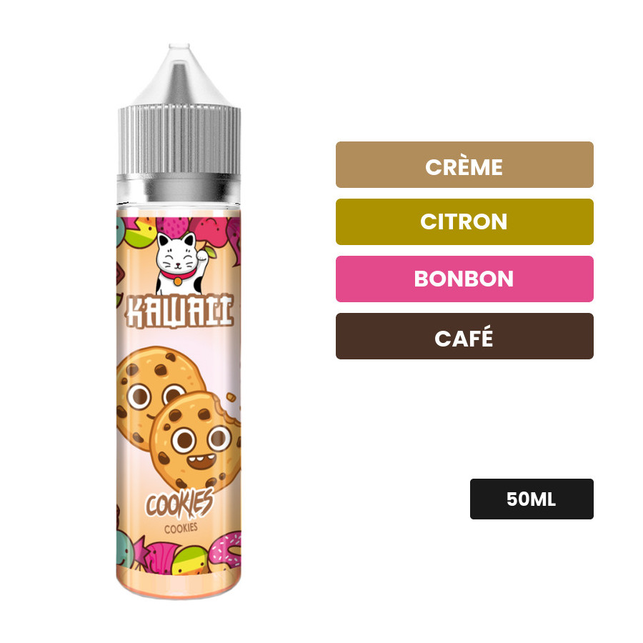 E-liquide Cookies de Kawaii, 50 ml, saveurs crème, citron, bonbon et 4 autres.