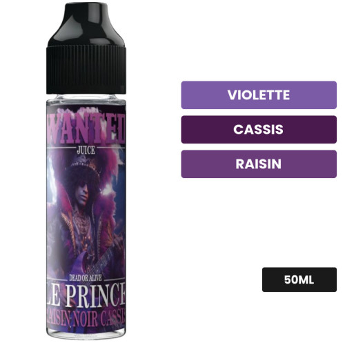 E-liquide Le Prince de Wanted Juice, 50 ml, saveurs violette, cassis et raisin.