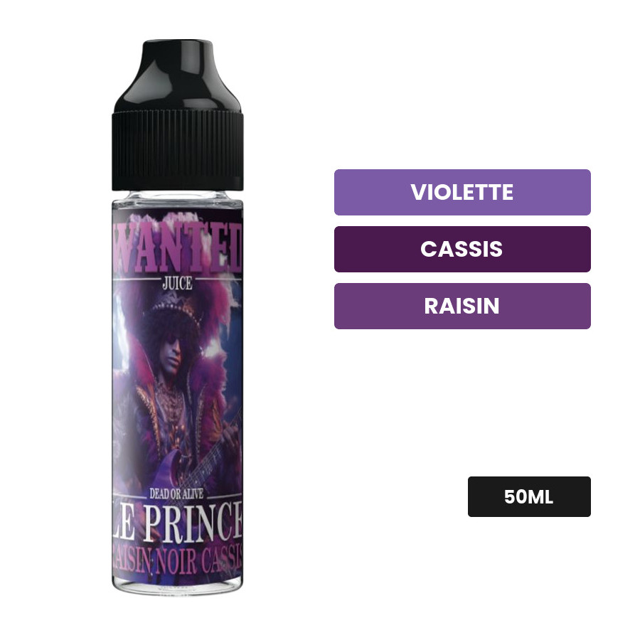 E-liquide Le Prince de Wanted Juice, 50 ml, saveurs violette, cassis et raisin.
