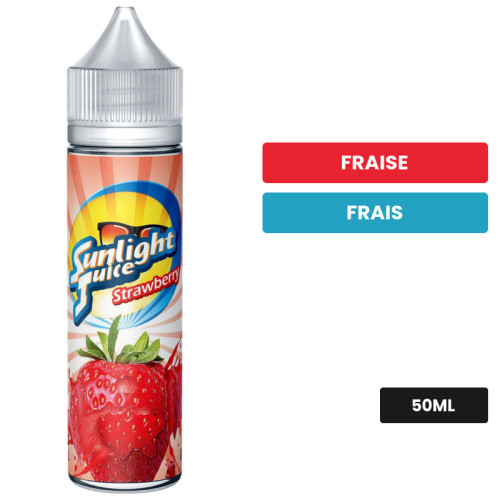 E-liquide Strawberry de Sunlight Juice, 50 ml, saveurs fraise et frais.