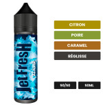 E-liquide Jet Fresh d'Eliquid France, 50 ml, saveurs citron, poire, caramel et 4 autres.