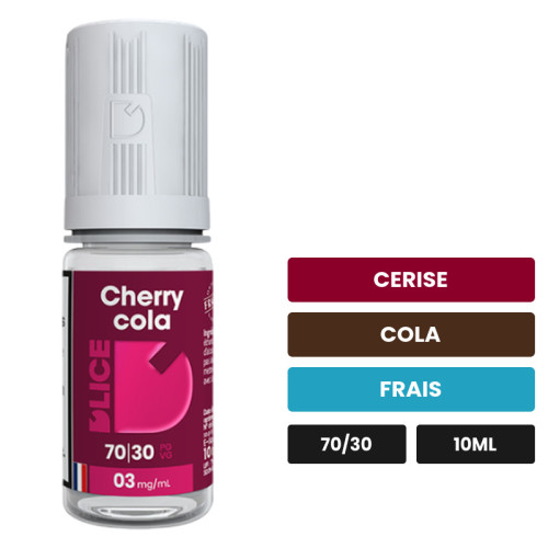 E-liquide Cherry Cola Dlice de D'Lice, 10 ml, saveurs cerise, cola et frais.