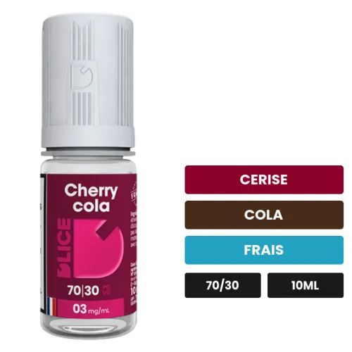 E-liquide Cherry Cola Dlice de D'Lice, 10 ml, saveurs cerise, cola et frais.