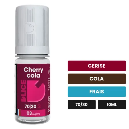 E-liquide Cherry Cola Dlice de D'Lice, 10 ml, saveurs cerise, cola et frais.