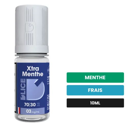 E-liquide Xtra Menthe Dlice de D'Lice, 10 ml, saveurs menthe et frais.