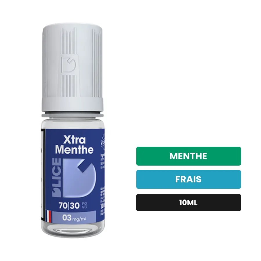 E-liquide Xtra Menthe Dlice de D'Lice, 10 ml, saveurs menthe et frais.