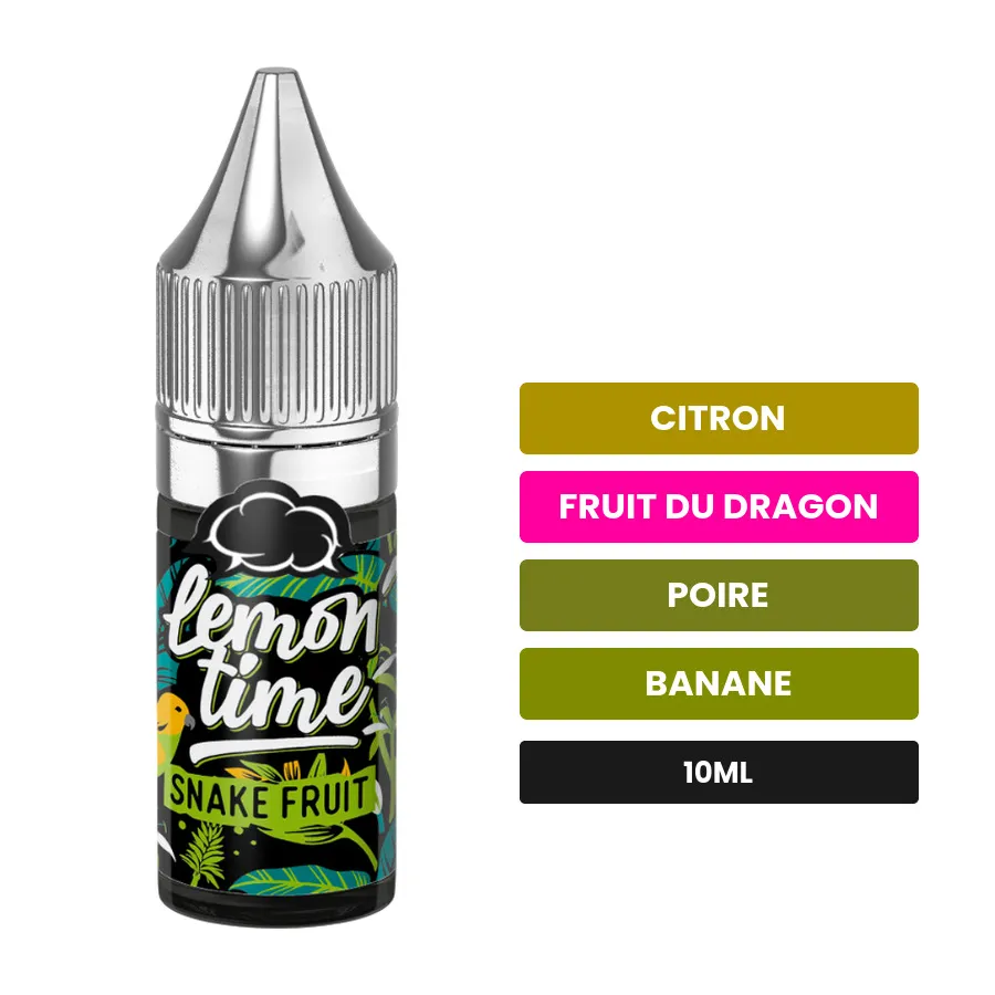 E-liquide Snake Fruit d'Eliquid France, 10 ml, saveurs citron, fruit du dragon, poire et 4 autres.