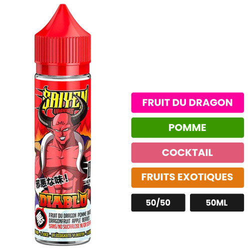 E-liquide Diablo de Swoke, 50 ml, saveurs fruit du dragon, pomme, cocktail et 2 autres.
