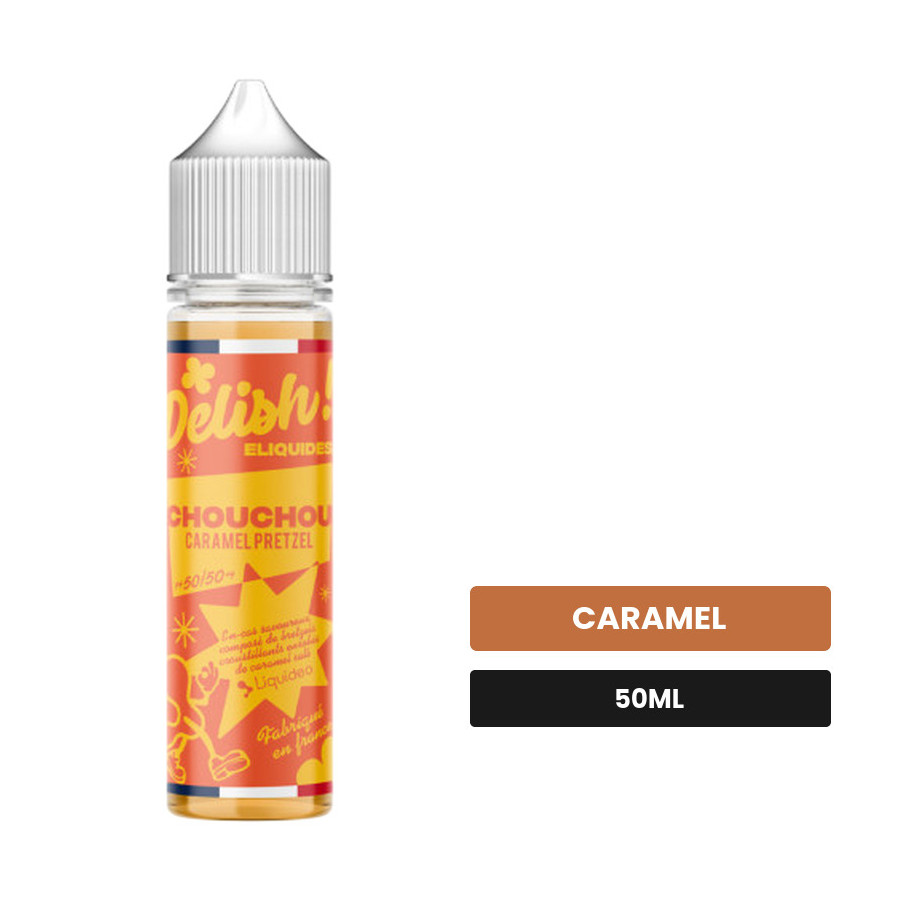 E-liquide Chouchou de Liquideo, 50 ml, saveur caramel.