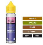 E-liquide Reserve Classic Wanted de Wanted Juice, 50 ml, saveurs vanille, banane, rhum et 2 autres.