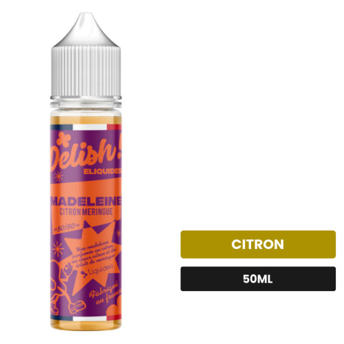 E-liquide Madeleine Citron Meringuée de Liquideo, 50 ml, saveur citron.