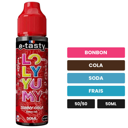 E-liquide Sunny Cola d'E.Tasty, 50 ml, saveurs bonbon, cola, soda et 1 autre.