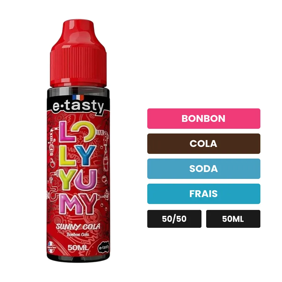 E-liquide Sunny Cola d'E.Tasty, 50 ml, saveurs bonbon, cola, soda et 1 autre.