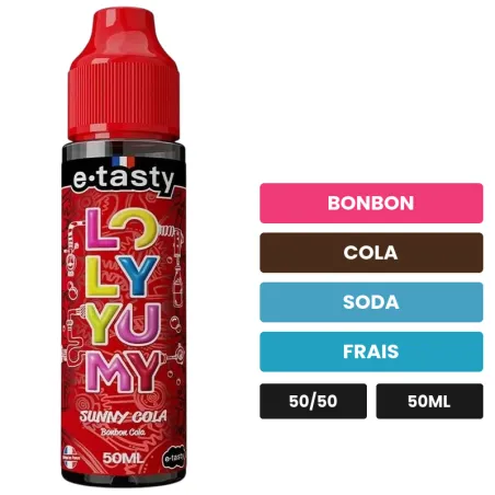 E-liquide Sunny Cola d'E.Tasty, 50 ml, saveurs bonbon, cola, soda et 1 autre.