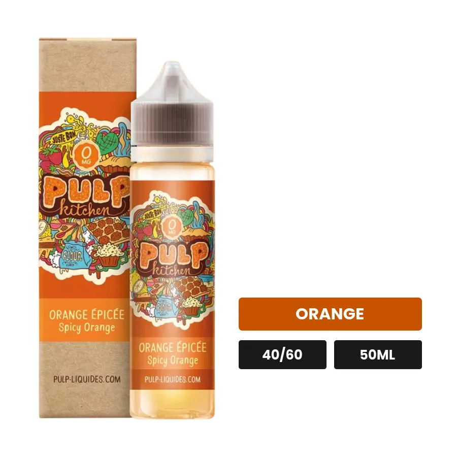 E-liquide Orange Epicée de Pulp, 50 ml, saveur orange.