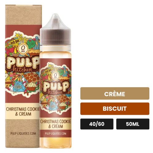 E-liquide Christmas Cookie And Cream de Pulp, 50 ml, saveurs crème et biscuit.