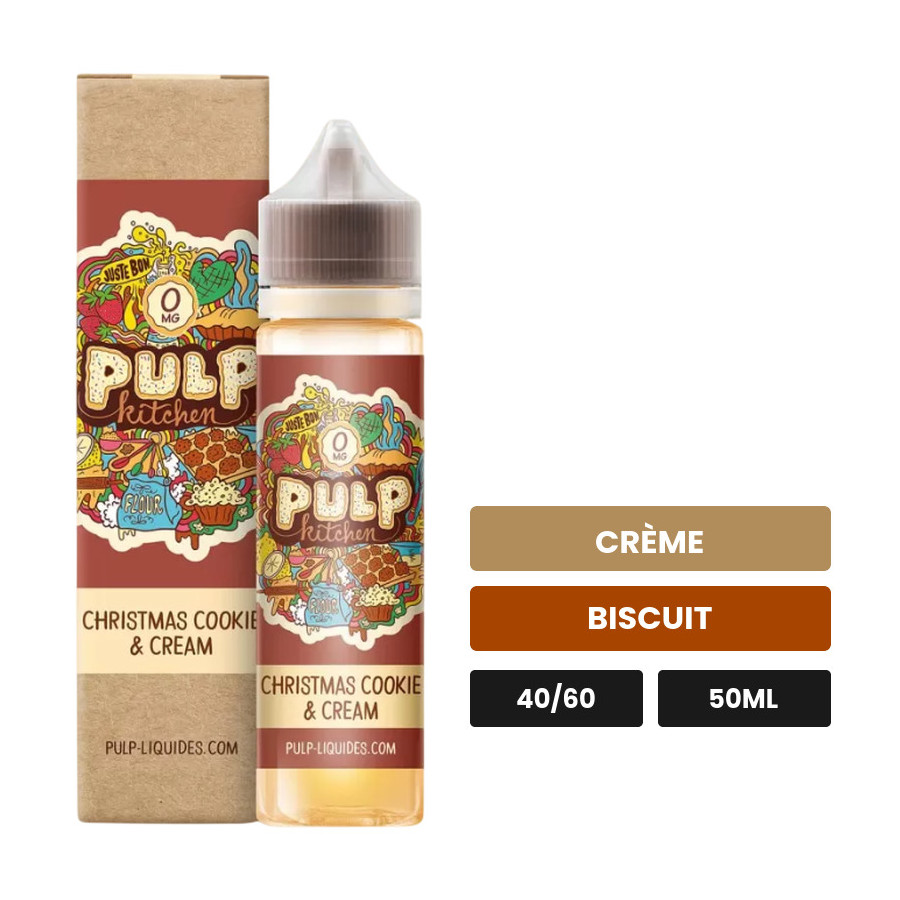 E-liquide Christmas Cookie And Cream de Pulp, 50 ml, saveurs crème et biscuit.