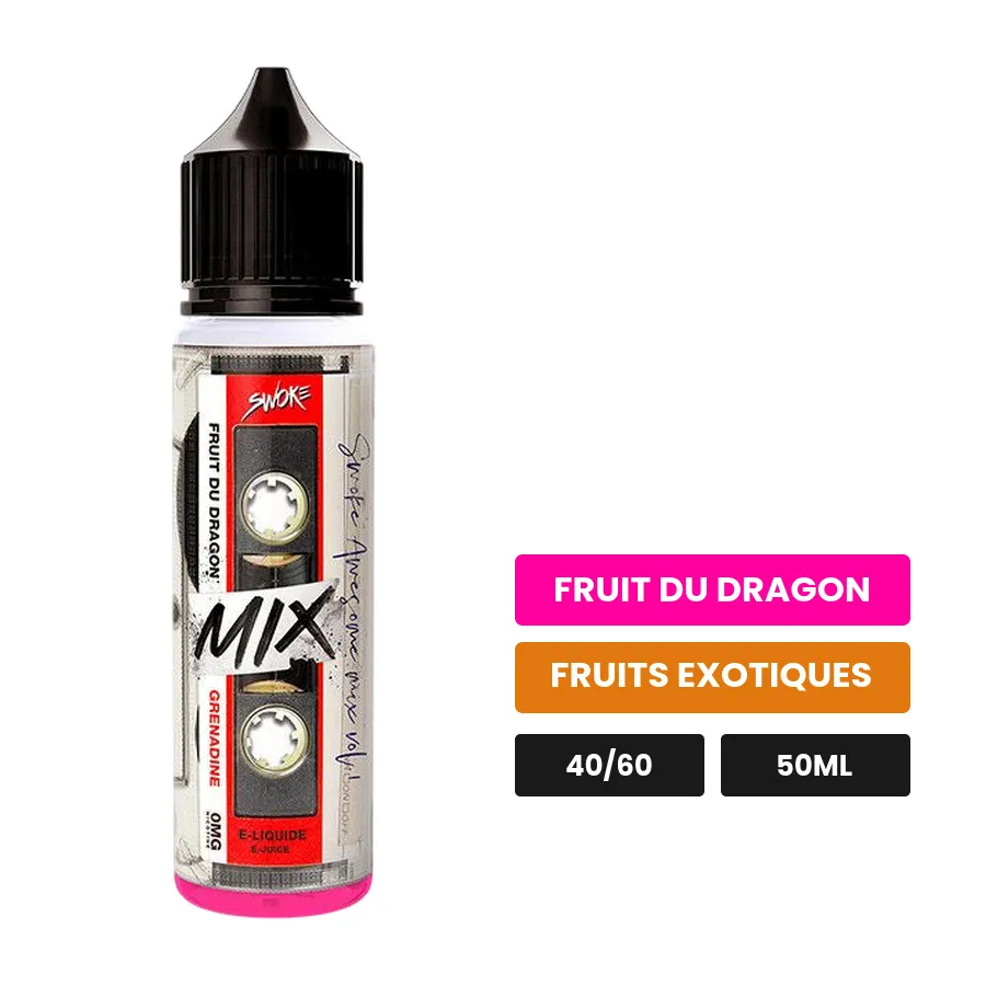 E-liquide Mix de Swoke, 50 ml, saveurs fruit du dragon et fruits exotiques.