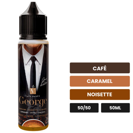 E-liquide George de Swoke, 50 ml, saveurs café, caramel et noisette.