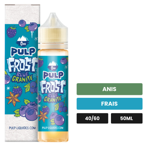 E-liquide Blue Granite Super Frost de Pulp, 50 ml, saveurs anis et frais.