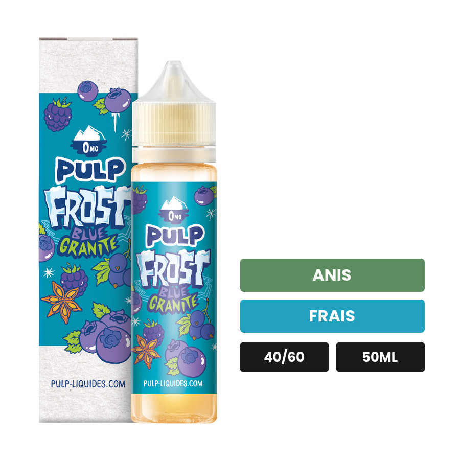E-liquide Blue Granite Super Frost de Pulp, 50 ml, saveurs anis et frais.