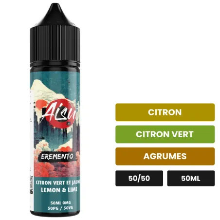 E-liquide Citron Vert Et Jaune d'Aisu, 50 ml, saveurs citron, citron vert et agrumes.