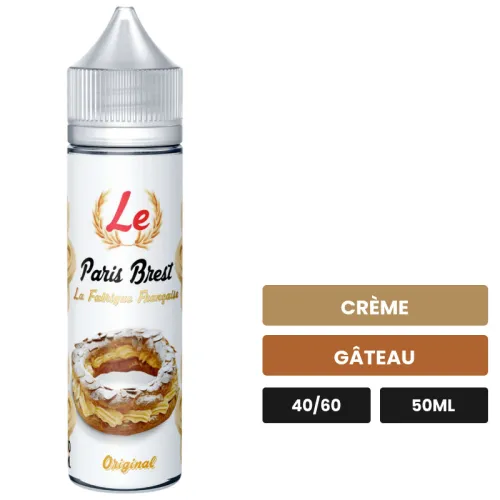 E-liquide Le Paris Brest de La Fabrique Française, 50 ml, saveurs crème et gâteau.