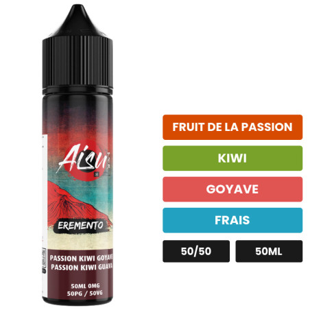 E-liquide Passion Kiwi Goyave d'Aisu, 50 ml, saveurs fruit de la passion, kiwi, goyave et 1 autre.