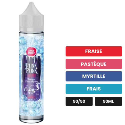 E-liquide Pastèque Fraise Myrtille de Punk Funk Hero, 50 ml, saveurs fraise, pastèque, myrtille et 1 autre.