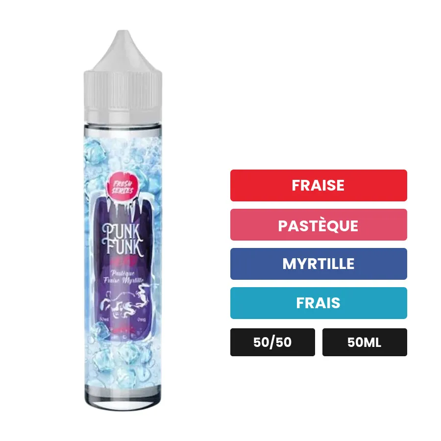E-liquide Pastèque Fraise Myrtille de Punk Funk Hero, 50 ml, saveurs fraise, pastèque, myrtille et 1 autre.