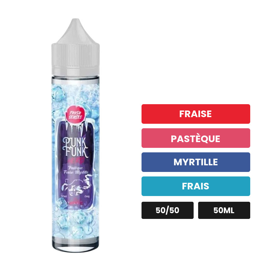 E-liquide Pastèque Fraise Myrtille de Punk Funk Hero, 50 ml, saveurs fraise, pastèque, myrtille et 1 autre.