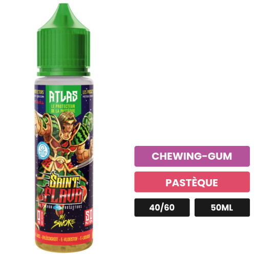 E-liquide Atlas de Swoke, 50 ml, saveurs chewing-gum et pastèque.