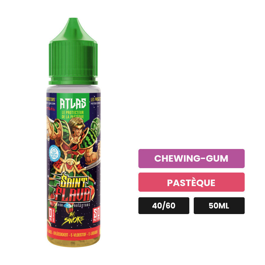 E-liquide Atlas de Swoke, 50 ml, saveurs chewing-gum et pastèque.