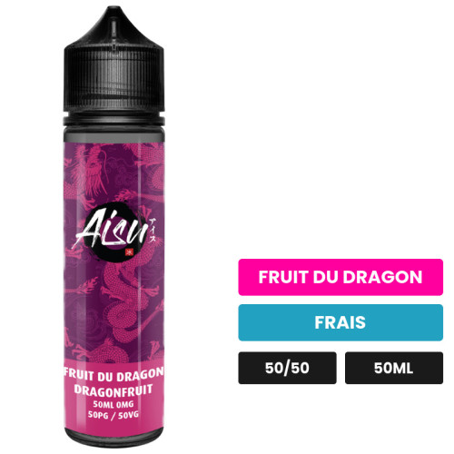 E-liquide Dragon Fruit d'Aisu, 50 ml, saveurs fruit du dragon et frais.
