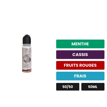 E-liquide Souffle Du Dragon de Le French Liquide, 50 ml, saveurs menthe, cassis, fruits rouges et 1 autre.