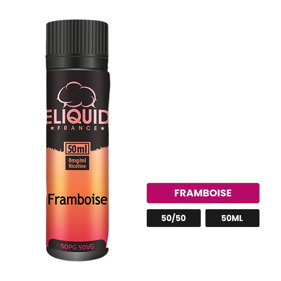 E-liquide Framboise d'Eliquid France, 50 ml, saveur framboise.