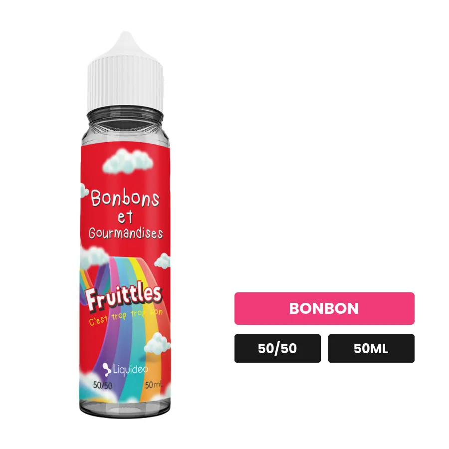 E-liquide Fruittles - Bonbons Et Gourmandises de Liquideo, 50 ml, saveur bonbon.