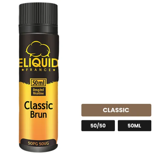 E-liquide Classic Brun d'Eliquid France, 50 ml, saveur classic.