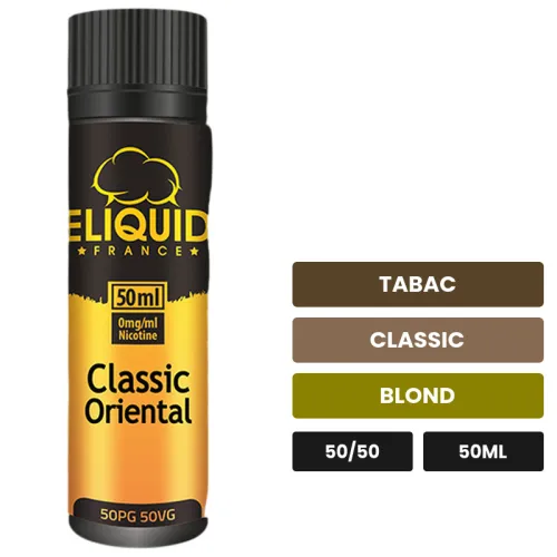 E-liquide Classic Oriental d'Eliquid France, 50 ml, saveurs tabac, classic et blond.
