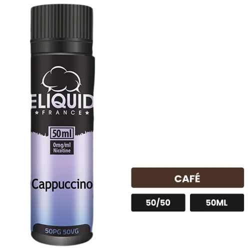E-liquide Cappuccino d'Eliquid France, 50 ml, saveur café.