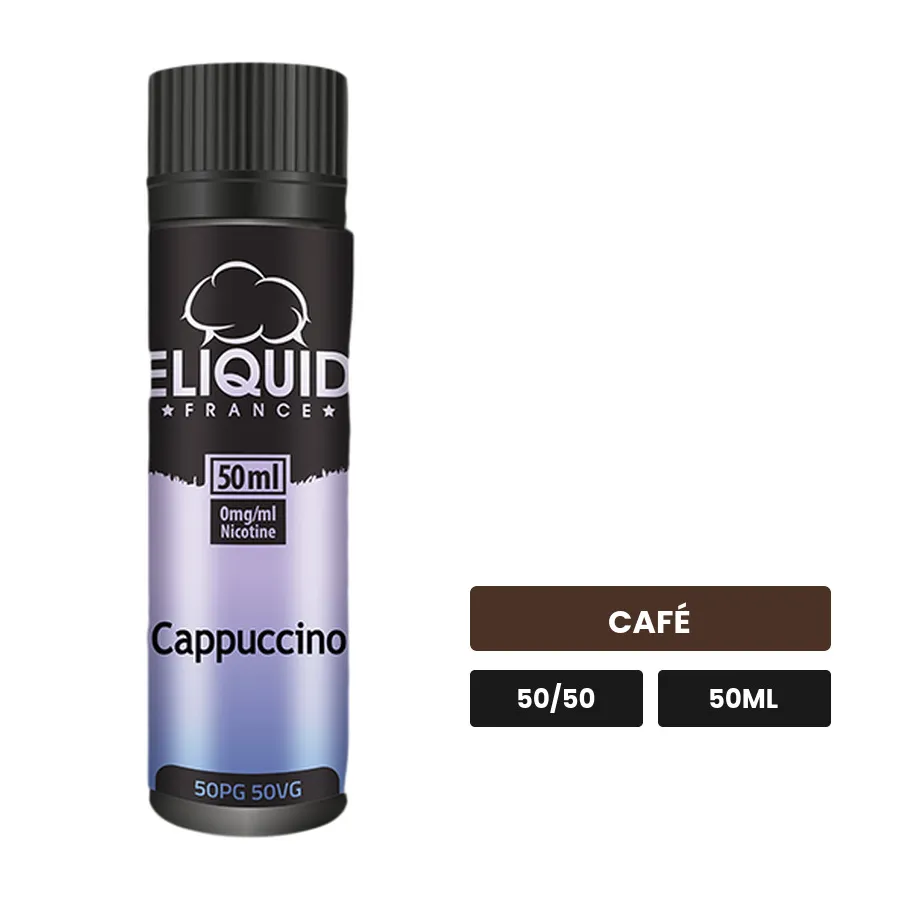 E-liquide Cappuccino d'Eliquid France, 50 ml, saveur café.