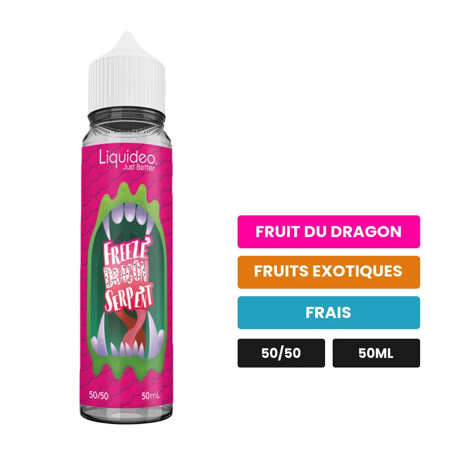 E-liquide Dragon Serpent de Liquideo, 50 ml, saveurs fruit du dragon, fruits exotiques et frais.