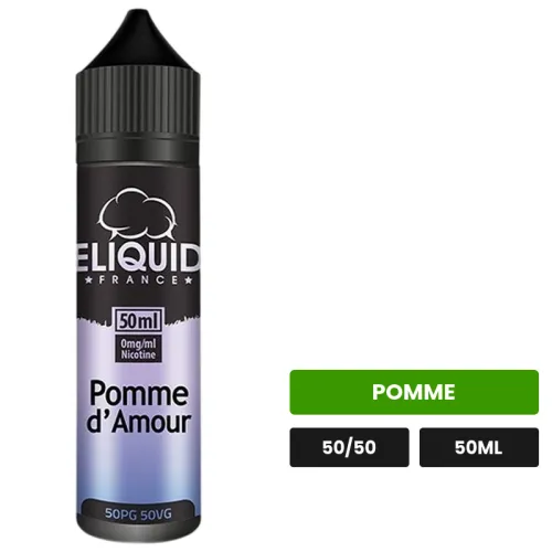 E-liquide Pomme d'Amour d'Eliquid France, 50 ml, saveur pomme.