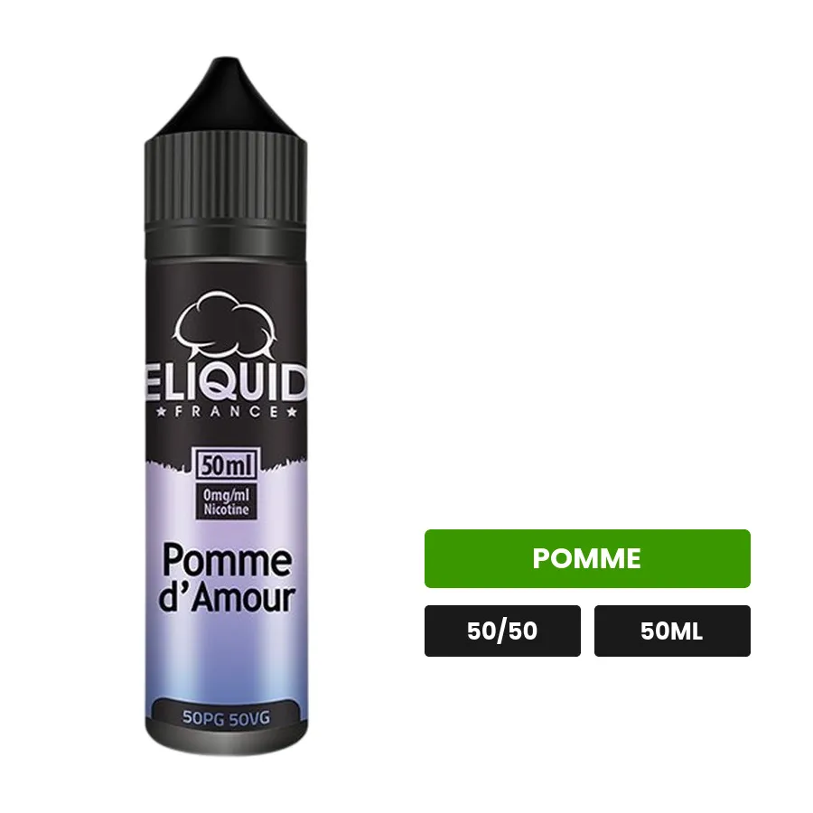 E-liquide Pomme d'Amour d'Eliquid France, 50 ml, saveur pomme.