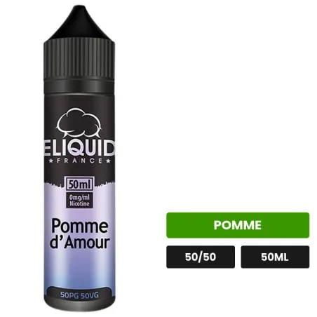 E-liquide Pomme d'Amour d'Eliquid France, 50 ml, saveur pomme.