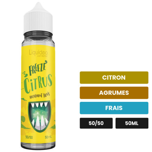 E-liquide Citrus de Liquideo, 50 ml, saveurs citron, agrumes et frais.