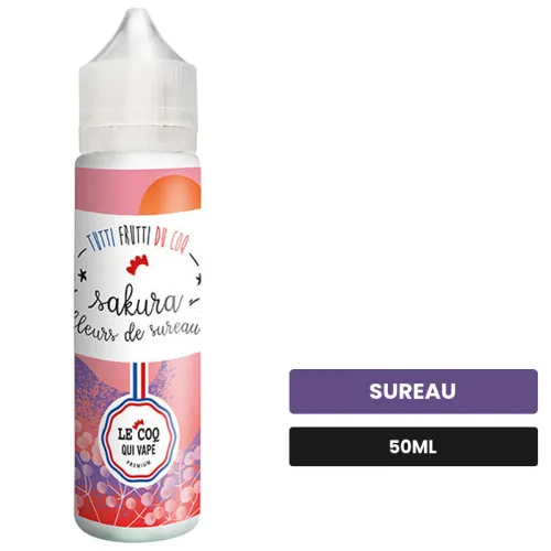 E-liquide Sakura Fleur De Sureau de Le Coq Qui Vape, 50 ml, saveur sureau.