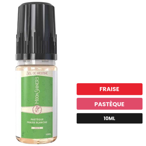 E-liquide Pastèque Fraise Blanche de Moonshiners, 10 ml, saveurs fraise et pastèque.