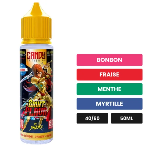 E-liquide Candy Gold de Swoke, 50 ml, saveurs bonbon, fraise, menthe et 2 autres.