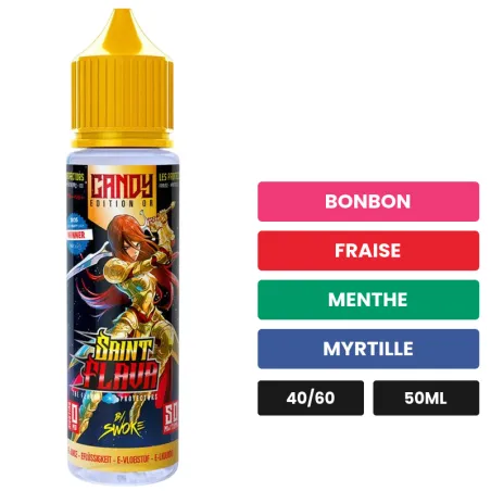 E-liquide Candy Gold de Swoke, 50 ml, saveurs bonbon, fraise, menthe et 2 autres.